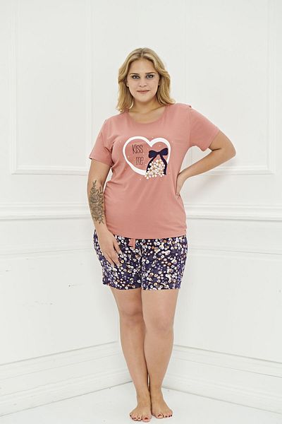 Rubina Secret (LARGE SIZE) Women's Pajama Set with Short Sleeve Shorts - cotton| Cotton Homewear Plus Size