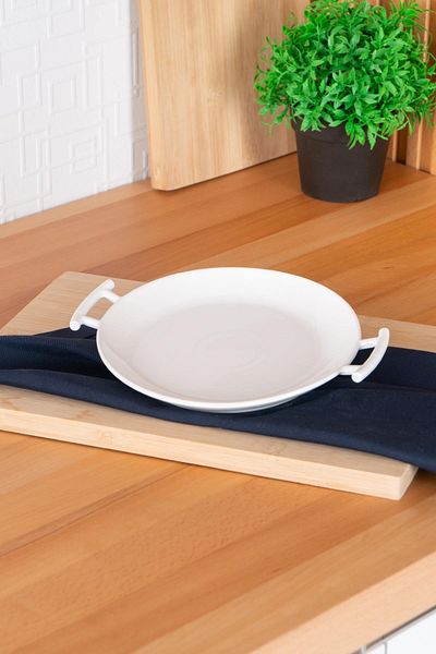 ACAR Bianco Perla Serving Plate with Round Handle - 29 cm