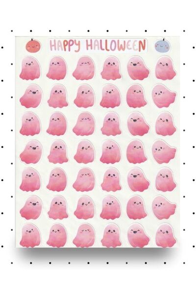 NUNUKİ مجموعة ملصقات الأشباح الوردية ملصق الهالوين ملصق الهالوين السعيد NSTI0067