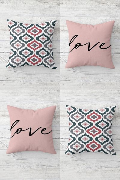 on the clouds Love Written Colorful Pentagons Pattern Hidden Zippered Throw Pillow Cover Seat Pillow Cover Set(4PCS)