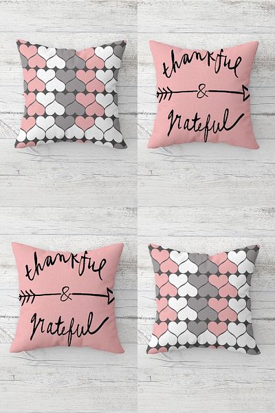 on the clouds Thanksgiving and Heart Themed Greatful Hidden Zippered Throw Pillow Cover Sofa Pillow Cover Set (4 PCS)
