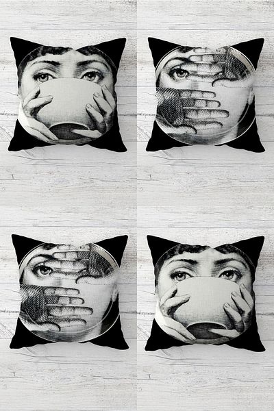 on the clouds Coffee Drinking Mysterious Woman Hidden Zippered Throw Pillow Cover Seat Pillow Cover Set(4PCS)