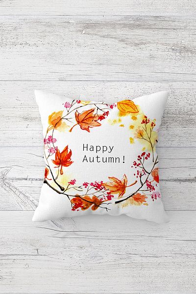 on the clouds Happy Autmn Autumn Leaves Hidden Zippered Throw Pillow Cover Seat Pillow Cover Set (4 PCS)