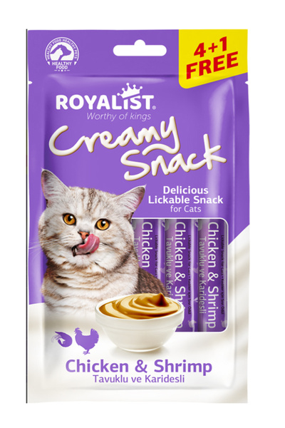KEDİ ÖDÜL MAMASI ROYALIST CREAMY SNACK - CHİCKEN & SHRİMP 75 GR