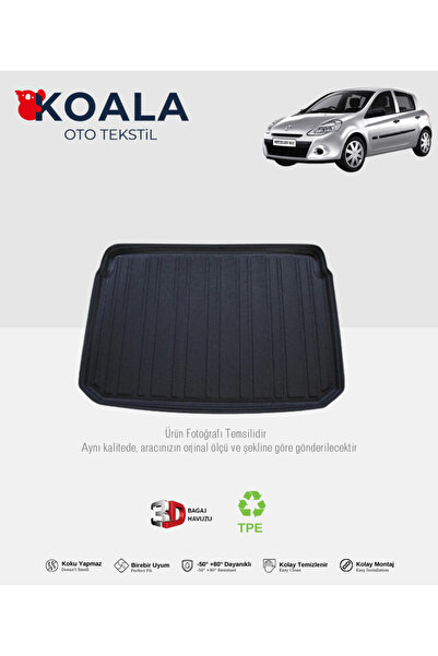 KoalaOtoTekstil Renault Clio 3 (Kancasız) (2006-2012) 3d Bagaj Havuzu
