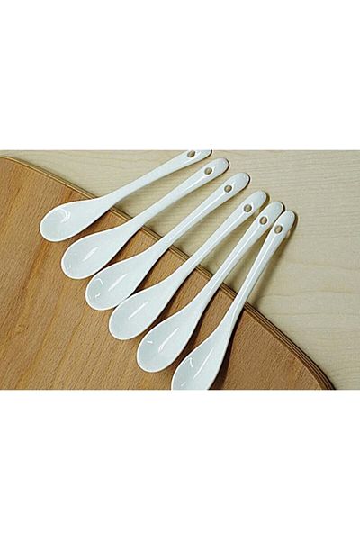Miraç 6-Piece Luxury Porcelain Tea & Dessert & Jam Spoon Sauce Spoon Nescafe Spoon