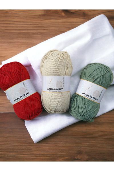 Masal Örgü Evi Set of 3 100% Cotton Punch and Amigurumi Thread