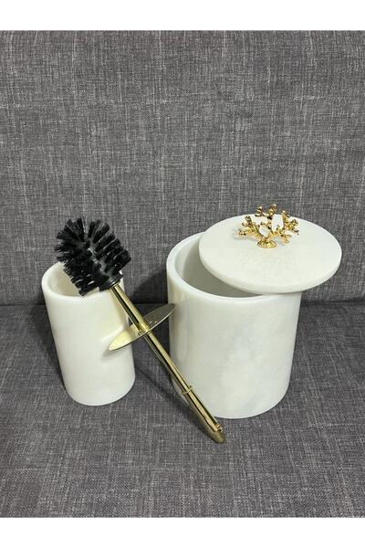 ATAY MERMER TASARIM White Marble Gold Coral Bathroom Set of 2