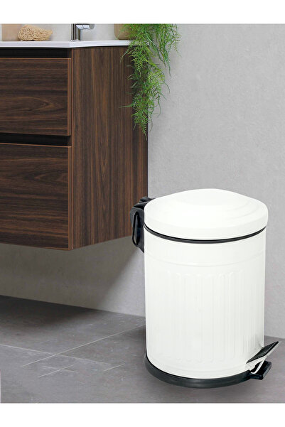 Vintage Trash Can Striped White 5 Lt