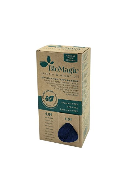 BIOMAGIC Natural Organic Deep Blue Black 1.01 Cream Hair Dye KeyÜrün1195