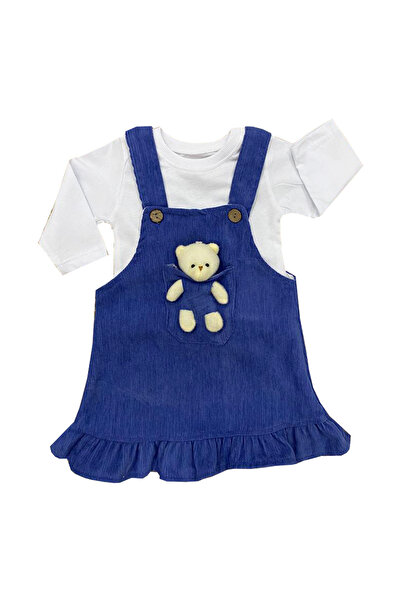 TUOBEBE KIZ BEBEK FİTİLLİ KADİFE SALOPET ELBİSE