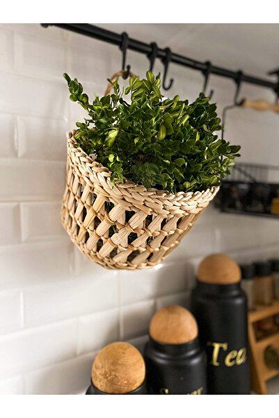 SCB Mobilya Διακοσμητικό ψάθινο καλάθι, καλάθι με κρεμάστρα