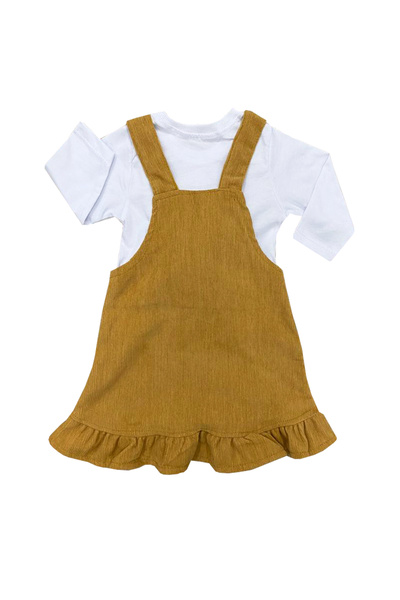 TUOBEBE KIZ BEBEK FİTİLLİ KADİFE SALOPET ELBİSE