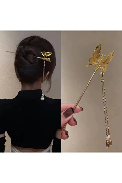 GÜLPEŞE Kelebek Detaylı Topuz Tokası, Japon Tokası YLN-8244