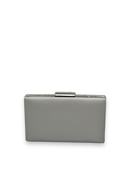 Biçanta Geantă elegantă din satin anti-zgârieturi, culoare gri, pentru seară,...