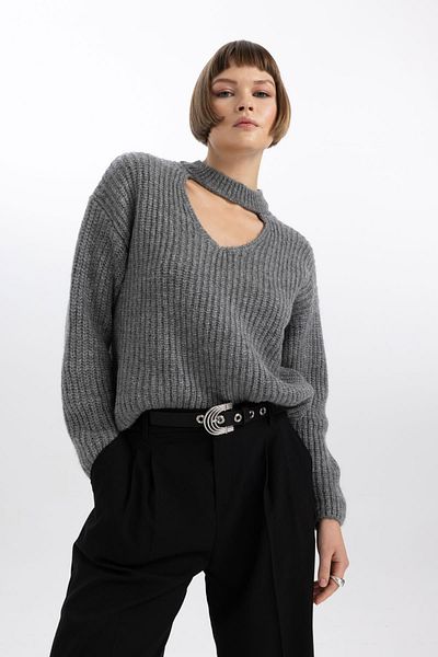 DeFacto Relax Fit Choker Collar Thessaloniki Fabric Sweater B3827ax23wn