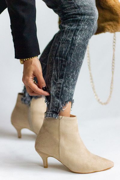 Shoebutik Μποτάκια Toffy Beige Suede