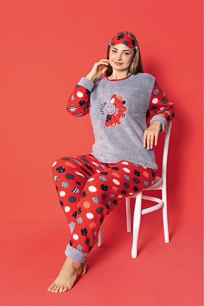 Asel Plus Size Fleece Pajama Set