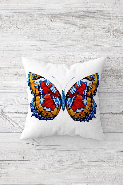 linazaitun Colorful Butterfly and Feather Concealed Zippered Throw Pillow Cover Seat Pillow Cover Set(4PCS)