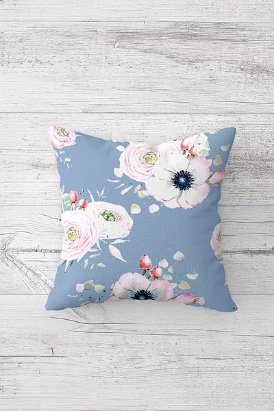 linazaitun Violet Floral Watercolor Concealed Zippered Throw Pillow Cover Sofa Pillow Case Set(4PCS)