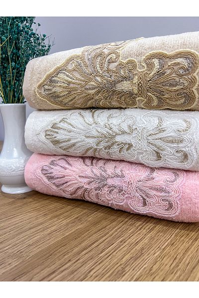 AYHANHOME 3-Piece French Laced Dowry Holder 50x90 Velvet Hand and Face Towel