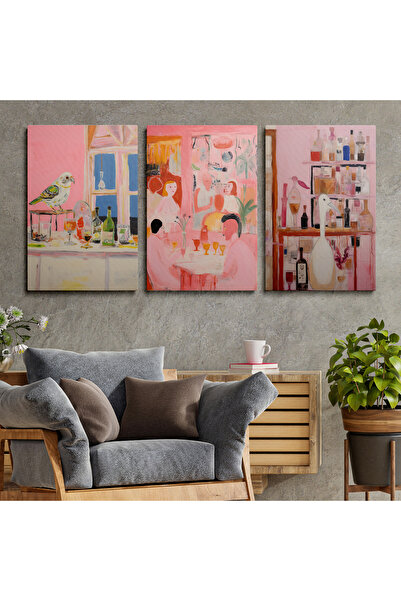 HOMEPACK 3'lü Set Kanvas Duvar Tablosu Canvas Tablo Boho Klasik Modern HP184