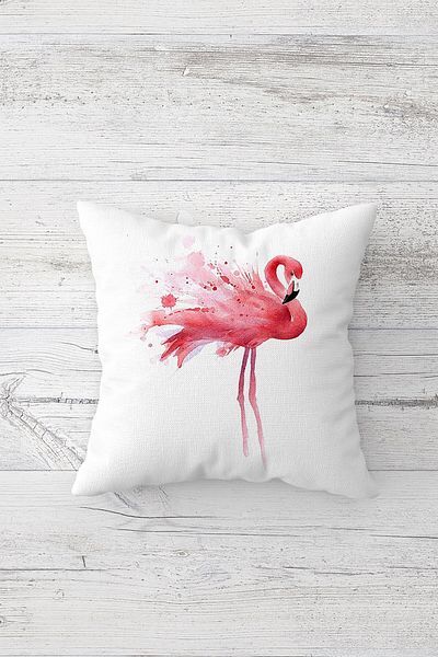 linazaitun Pink Flamingos Patterned Concealed Zippered Throw Pillow Cover Sofa Pillow Cover Set (4 PCS)