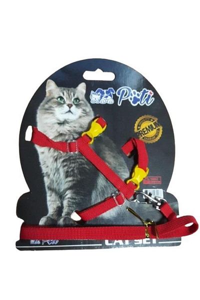 pati Puppy and Cat Walking Gear Collar (Adjustable) Plain Red