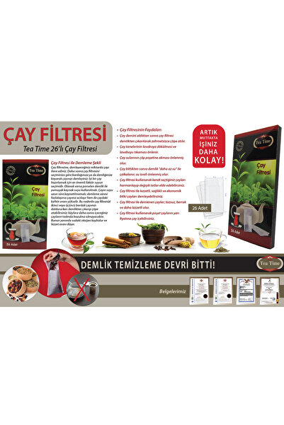 TEA TIME Çay Filtresi 26'lı 2 Paket Toplam 52 Filtre Premium Kalite L Boy