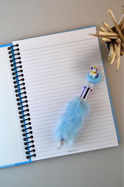 Kids Like 17x24 Hard Cover 120 Sheets Notebook and 6 Colors Multiple Plush Ballpoint Pen