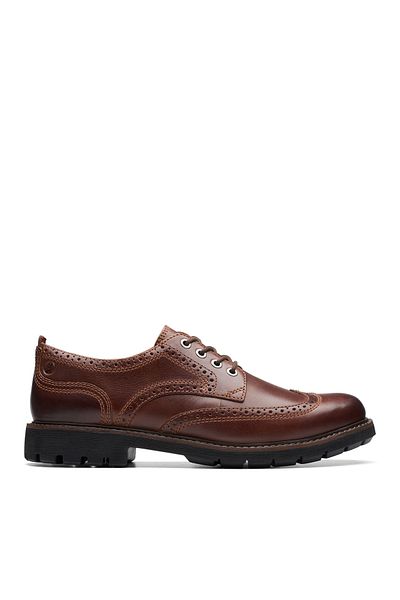 CLARKS Pánské kožené klasické boty - BrownBatcombeHeadamp