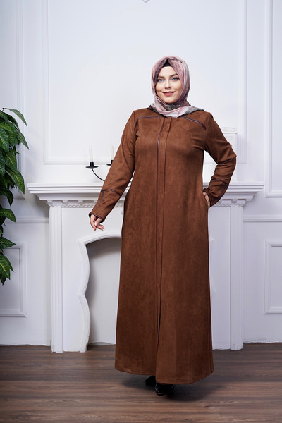 JALİA WOMEN'S BATTAL SHOULDER SLEEVE BOOTS LEATHER CAR DETAIL ZIPPERED SUEDE COAT-5041