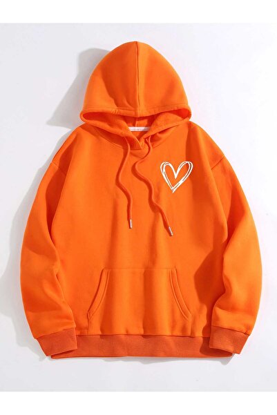 blausee wear Унісекс-светр з капюшоном Oversize - з принтом маленького серця