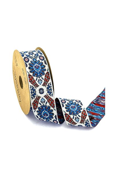 FANTASTIC KURDELE PANGĂ ȚESĂTĂ CU MODEL CERAMIC (35 mm LĂȚime - 10 m LUNGIME)