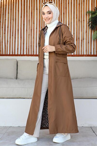 benguen 7003-1 Seasonal Pocketed Cape-Trench Coat Tan
