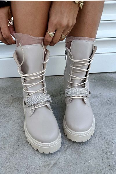 Shoebutik Δερμάτινες μπότες Milano Beige