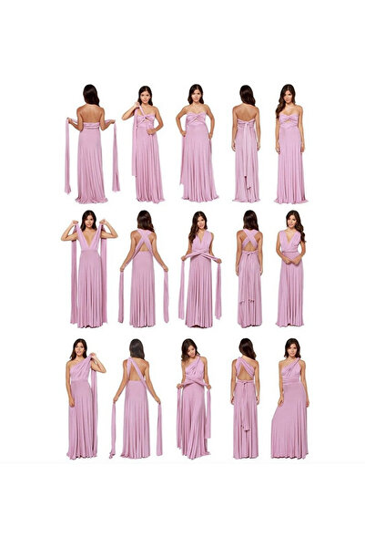 HelloBeautiful Çok Yönlü Şal Bağlamalı Çeşitli Modellerde Kullanacağınız Elbise