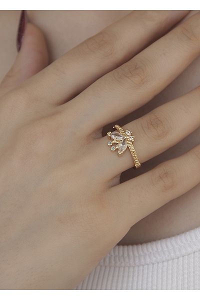 takıtarzım Zircon stone gold adjustable ring