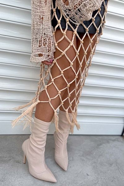 Shoebutik Μπότες Kaitlyn Beige Stretch