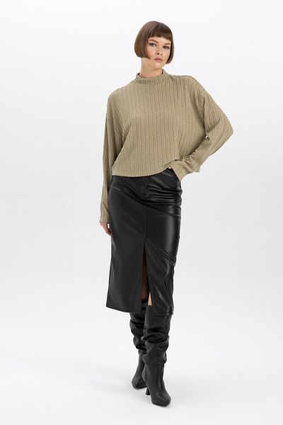 DeFacto Relax Fit Half Turtleneck Basic απλό φούτερ B5712ax23wn