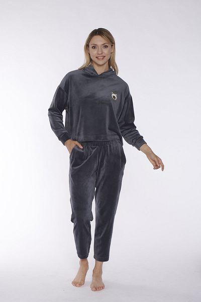 Rubina Secret Set de pijamale din catifea cu glugă