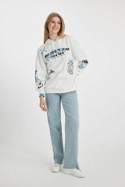 DeFacto Oversize Hooded Printed Sweatshirt - Coool B6949ax23wn