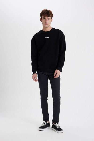 DeFacto Comfort Fit Crew Neck Back Printed Sweatshirt