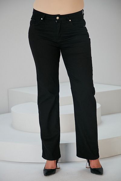 RMG Pipe Leg Plus Size Black Cotton Trousers