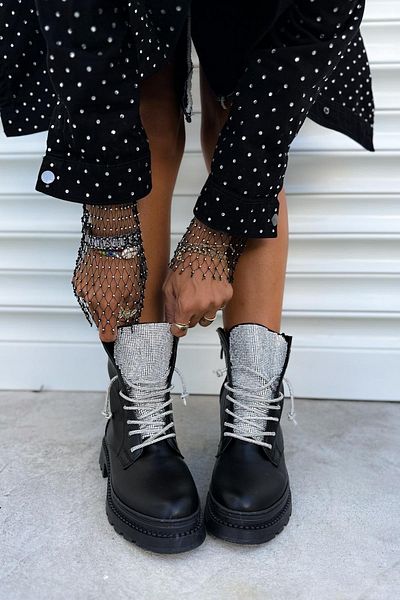 Shoebutik Μαύρες δερμάτινες μπότες Clubber