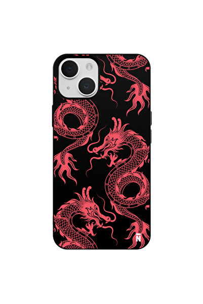 Casen iPhone 14 Silikon Özel Tasarım Dragons Ejderha Figürü Siyah Renkli Tele...