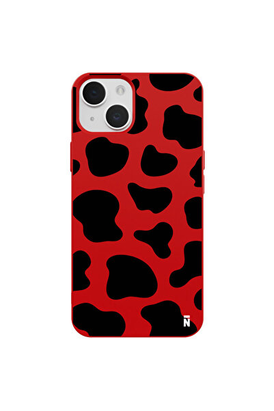 Casen iPhone 13 Silikon Özel Tasarım Dalmaçya Benekli Tasarım Kırmızı Renkli ...