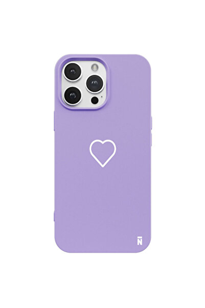 Casen iPhone 14 Pro Max Silikon Özel Tasarım Kalp Figürü Minimal Lila Renkli ...