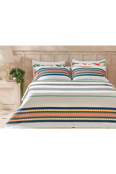 English Home Exotic Stripes Printed Double Pique 200x220 Cm Dark Blue