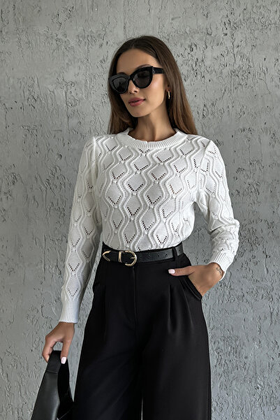 Nosia Geometric Patterned Hole Knitwear Sweater